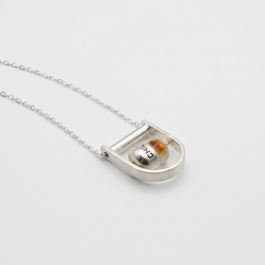 sterling silver interactive pendant necklace, unisex, agate stone